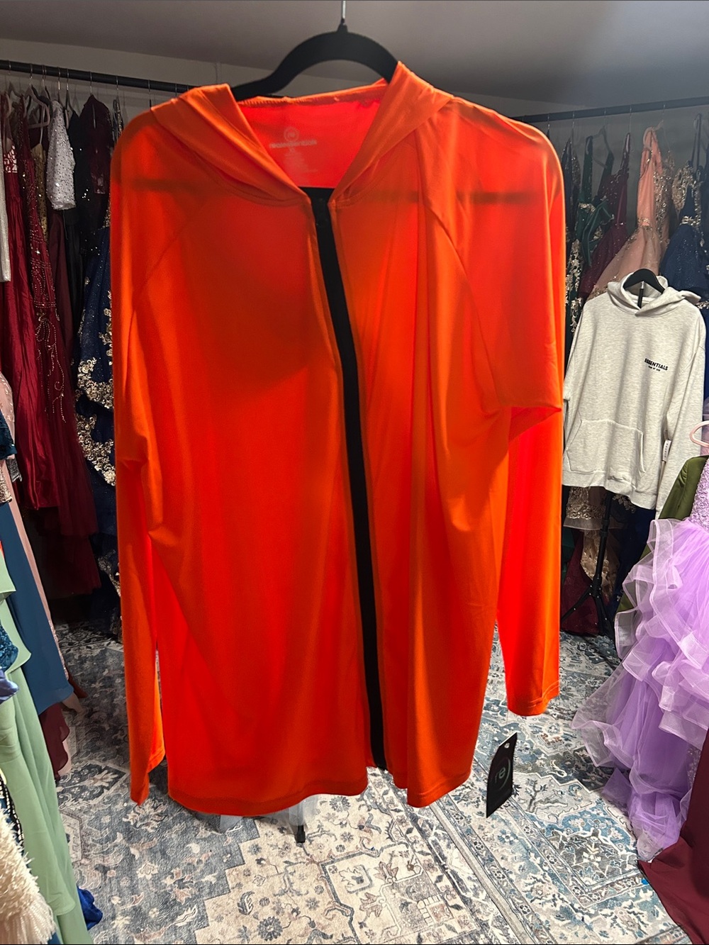 Men's Bright Orange Hooded Zip Jacket